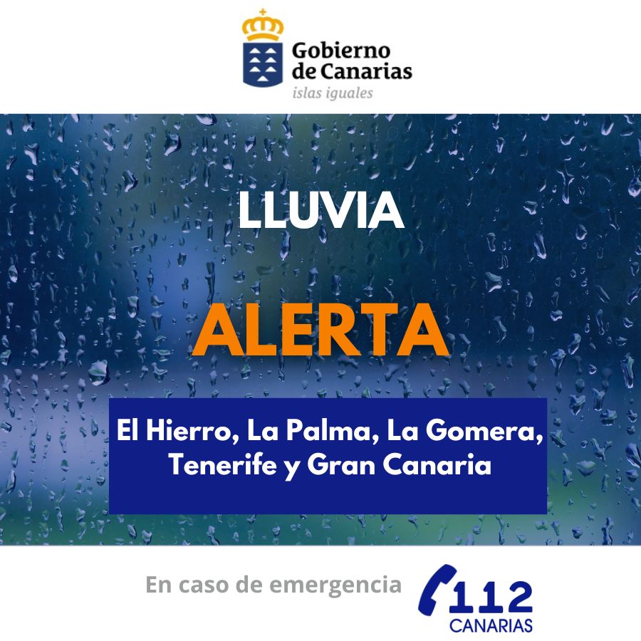Alerta Lluvias El Hierro, La Palma, La Gomera, Tenerife y Gran Canaria
