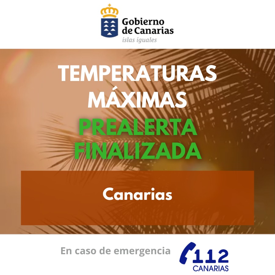 Fin Prealerta temperaturas máximas Canarias